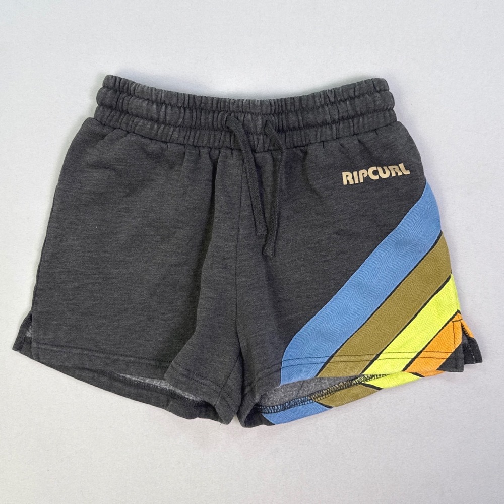 Rip Curl Womens 2XS Charcoal Gray Rainbow Stripe Fleece Lounge Shorts 036WWS